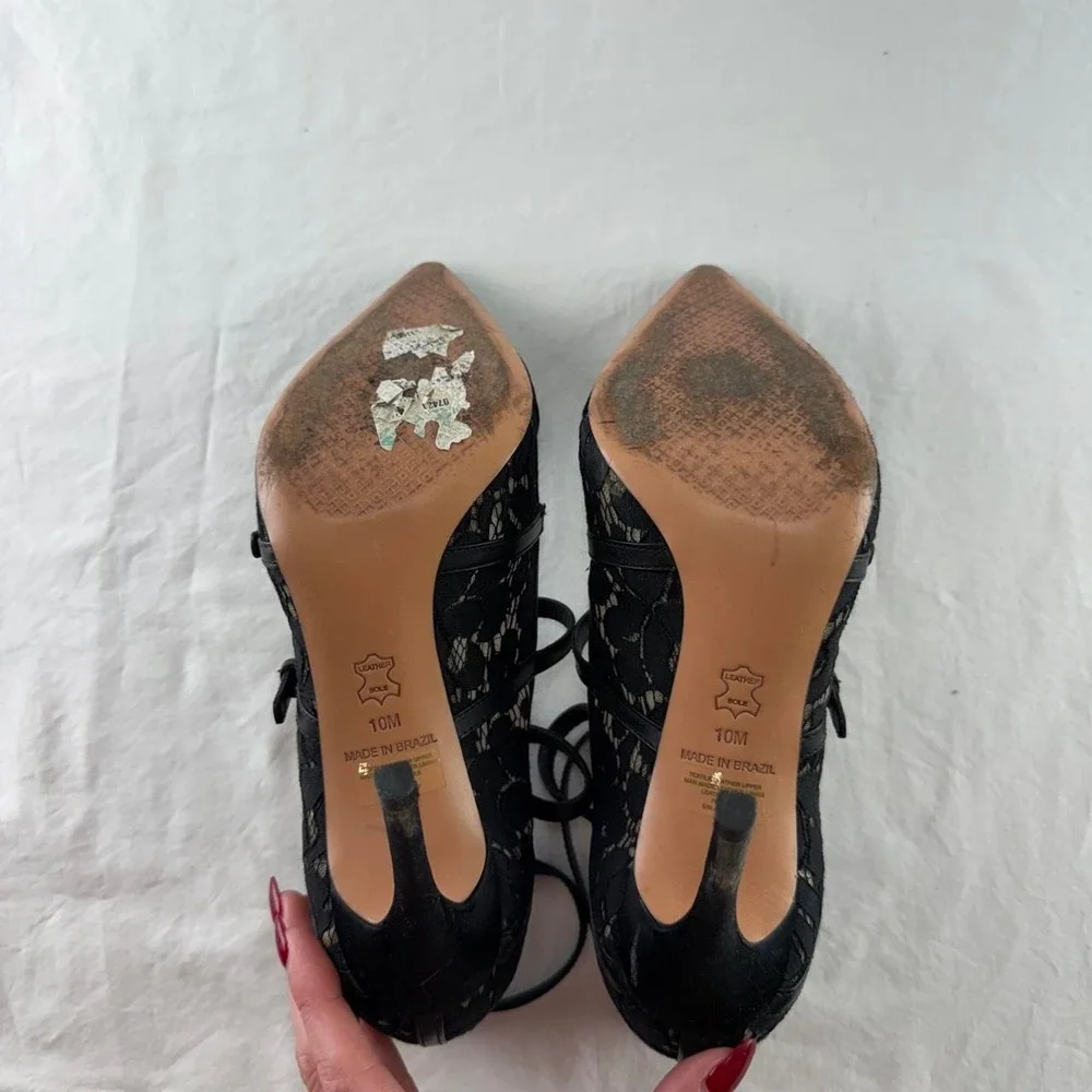 Tory Burch Sutton 100mm Pump Camellia Lace Strappy Womens 10M